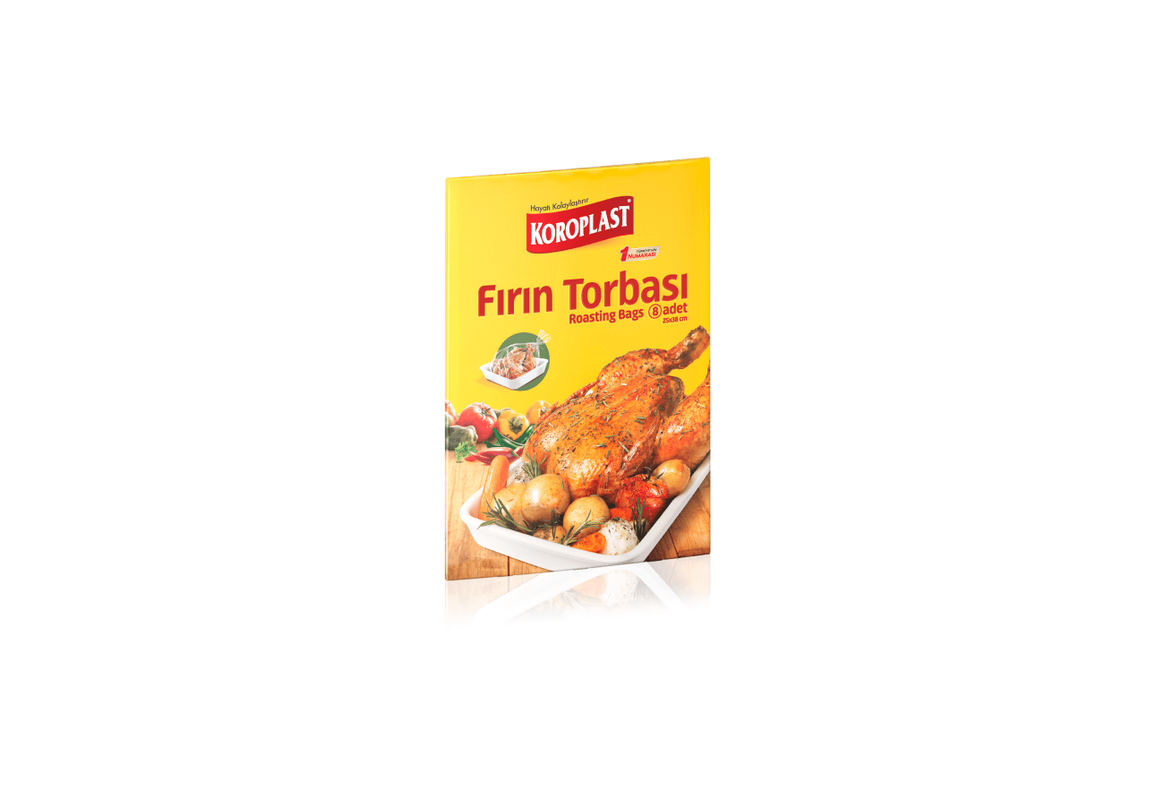 Koroplast Fırın Torbası 8'li, Yağsız & Lezzetli Et, Tavuk, Balık Pişirme için Fırın Poşeti, Sağlıklı Pişirme için Fırın Torbası