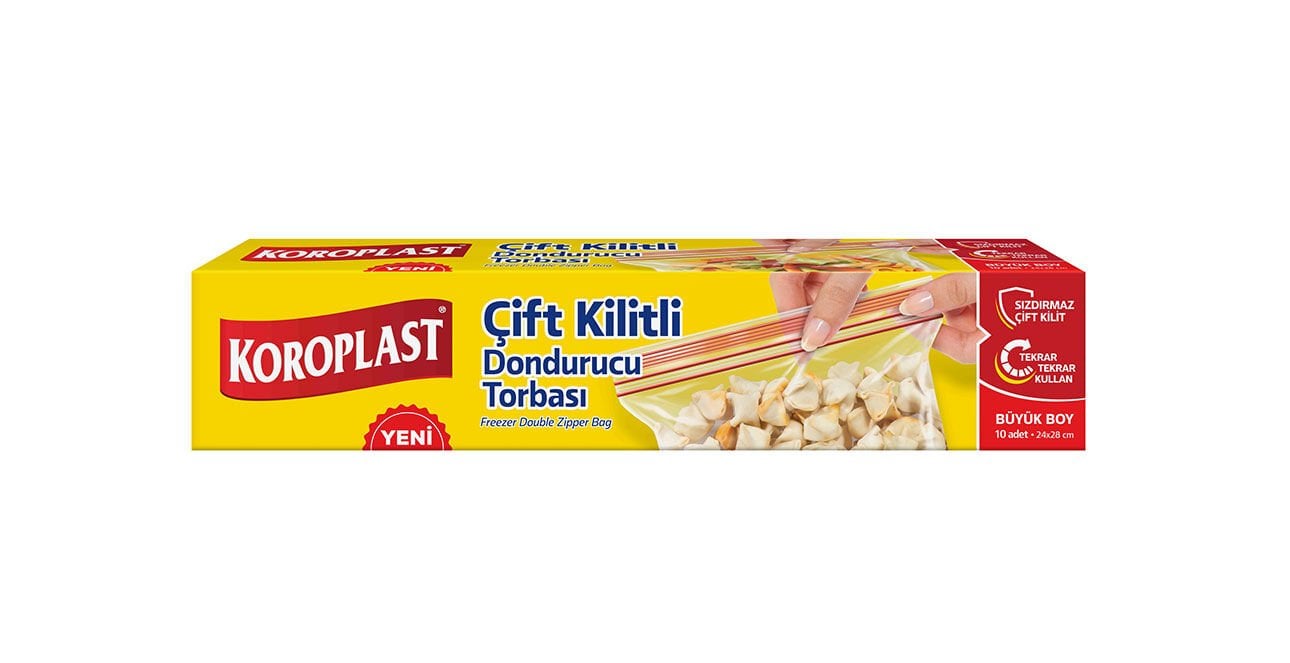 Koroplast Büyük Boy Çift Kilitli Dondurucu Torbası 12 Adet