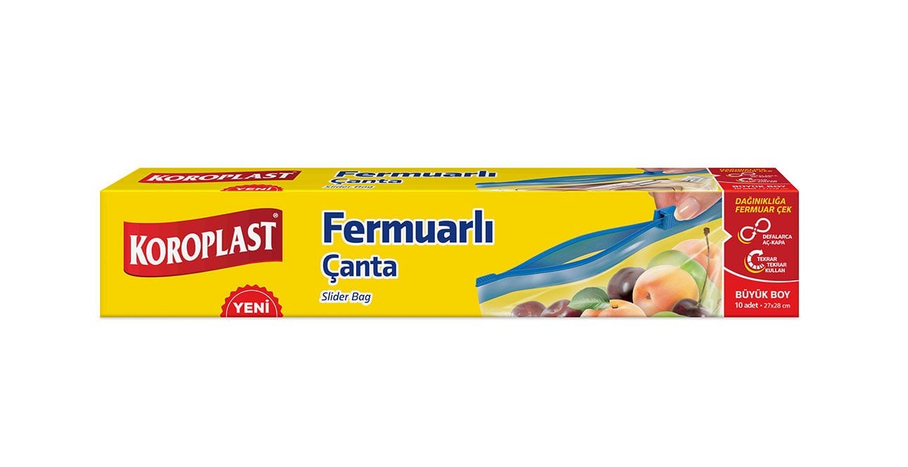 Koroplast Büyük Boy Fermuarlı Kilitli Çanta 12 Adet