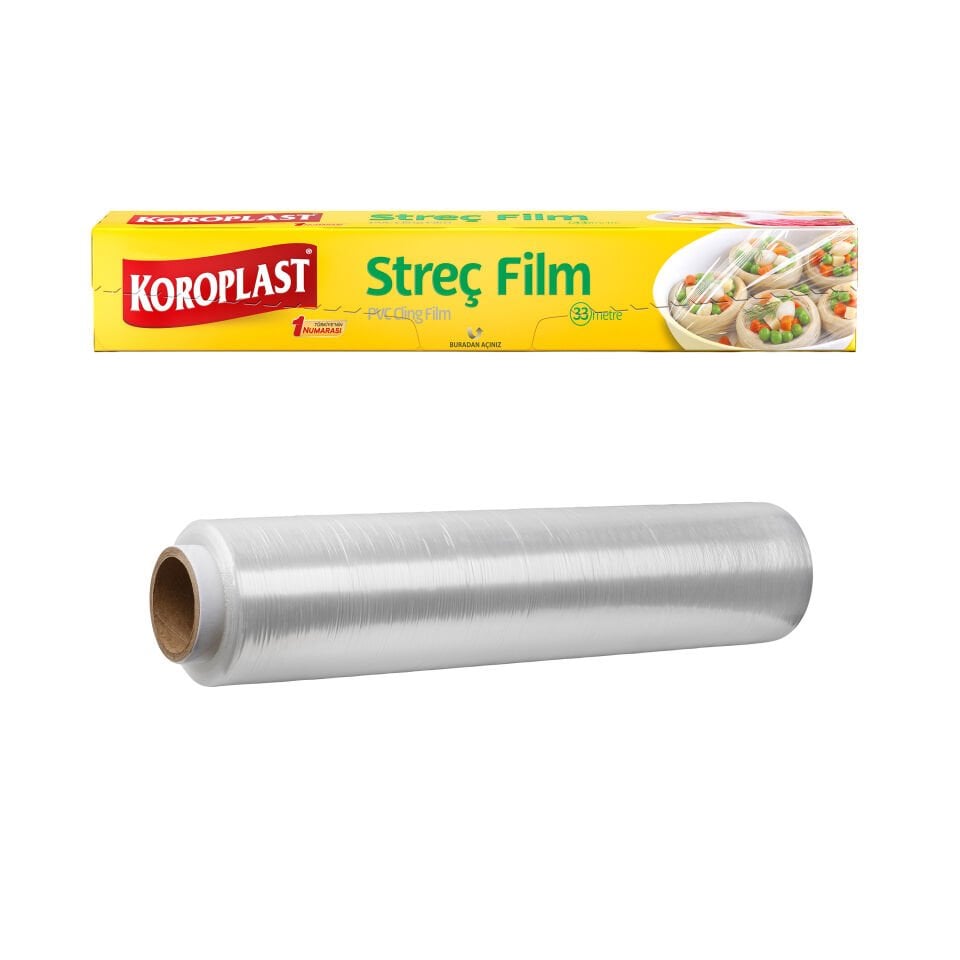 Koroplast Streç Film 33 metre, Şeffaf Gıda Saklama Streci, Taze Gıda Saklama Kullan At Streç Film 15 mt, Koku Hapsi Güçlü Tutuş