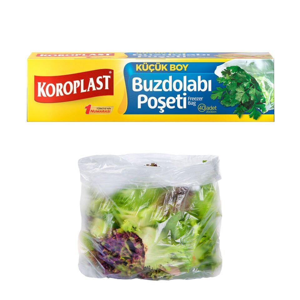 Koroplast Küçük Boy Buzdolabı Poşeti 40'lı, Sızdırmaya Koku Geçirmeye Dirençli Poşet, Meyve Sebze Buzdolabı Küçük Saklama Torbası