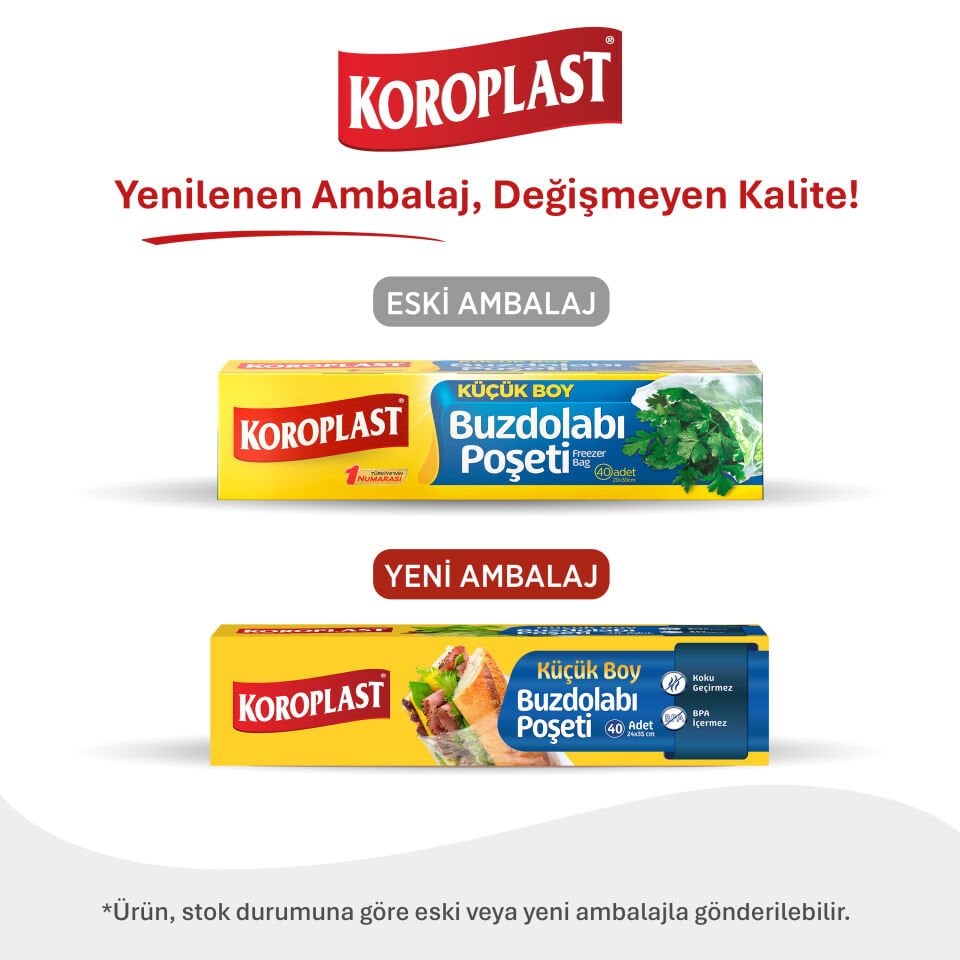 Koroplast Küçük Boy Buzdolabı Poşeti 40'lı, Sızdırmaya Koku Geçirmeye Dirençli Poşet, Meyve Sebze Buzdolabı Küçük Saklama Torbası