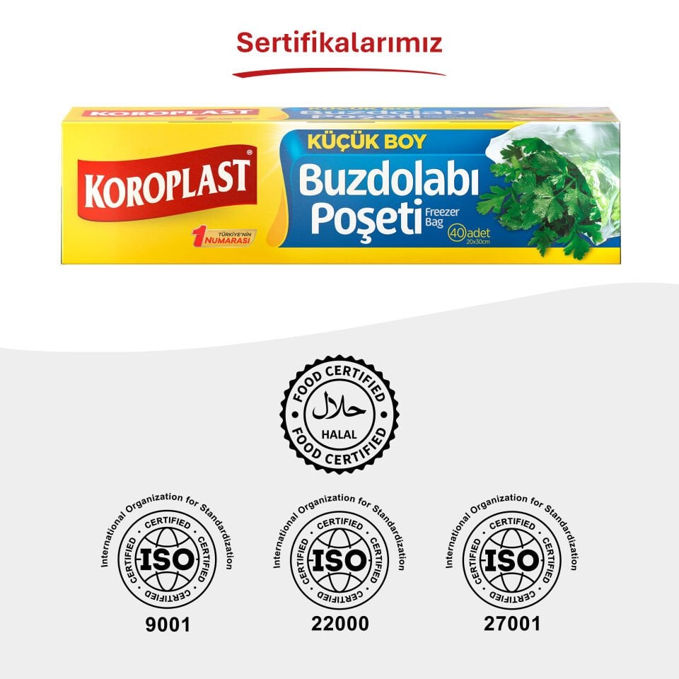 Koroplast Küçük Boy Buzdolabı Poşeti 40'lı, Sızdırmaya Koku Geçirmeye Dirençli Poşet, Meyve Sebze Buzdolabı Küçük Saklama Torbası