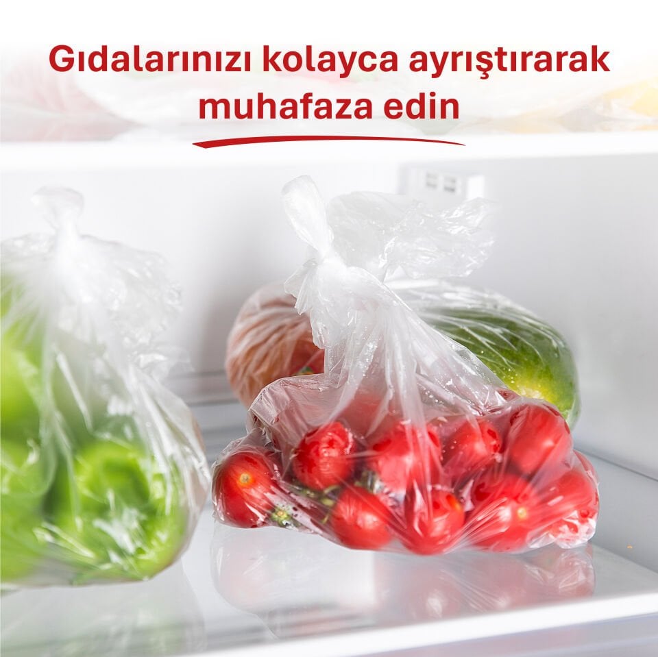 Koroplast Büyük Boy Buzdolabı Poşeti 20'li, Sızdırmaya Koku Geçirmeye Dirençli Poşet, Meyve Sebze Buzdolabı Büyük Saklama Torbası