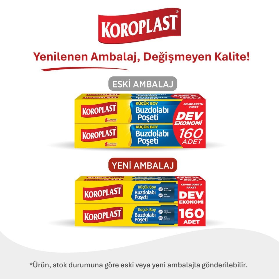 Koroplast Küçük Boy Buzdolabı Poşeti Dev Ekonomi 160’lı, Sızdırmaya Koku Geçirmeye Dirençli, Meyve Sebze Buzdolabı Saklama Torbası