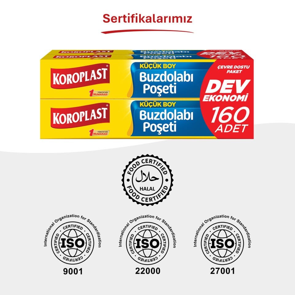 Koroplast Küçük Boy Buzdolabı Poşeti Dev Ekonomi 160’lı, Sızdırmaya Koku Geçirmeye Dirençli, Meyve Sebze Buzdolabı Saklama Torbası