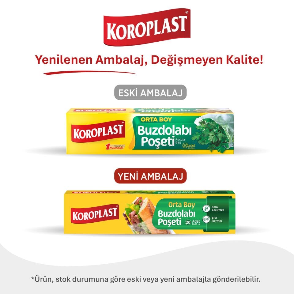 Koroplast Orta Boy Buzdolabı Poşeti Dev Ekonomi 120’li, Sızdırma ve Koku Geçirmeye Dirençli, Meyve Sebze Buzdolabı Saklama Torbası