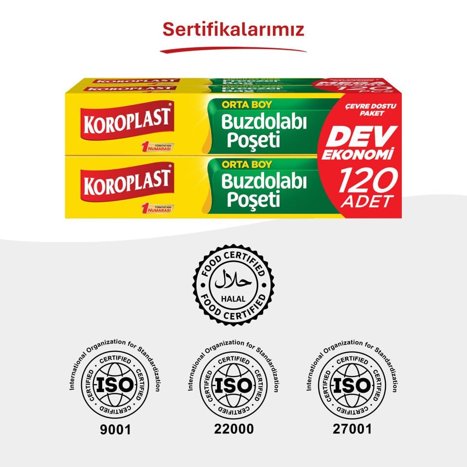 Koroplast Orta Boy Buzdolabı Poşeti Dev Ekonomi 120’li, Sızdırma ve Koku Geçirmeye Dirençli, Meyve Sebze Buzdolabı Saklama Torbası
