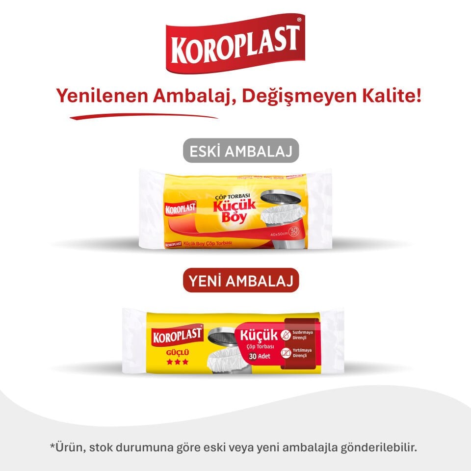 Koroplast Küçük Çöp Poşeti 30'lu, Güçlü Sızdırmaz & Yırtılmaz Dayanıklı Küçük Boy Çöp Torbası, Ev-Mutfak, İşyeri için Çöp Poşeti