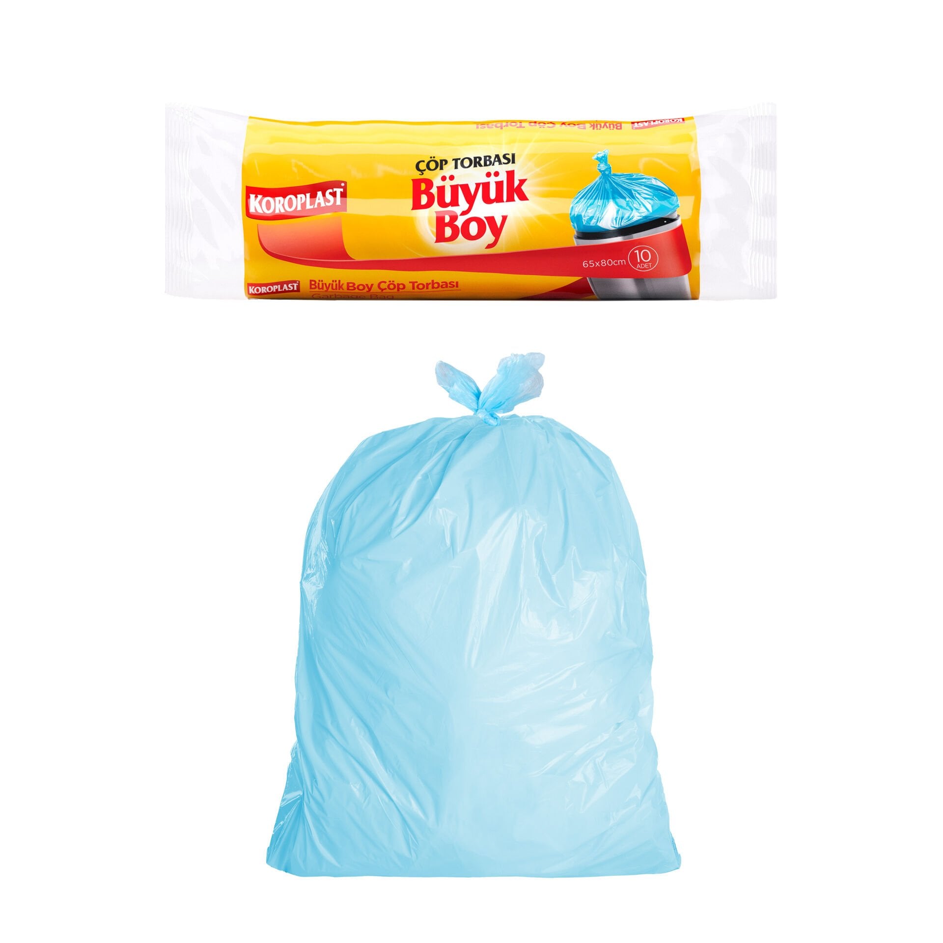 Koroplast Büyük Çöp Poşeti 10'lu, Güçlü Sızdırmaz & Yırtılmaz Dayanıklı Büyük Boy Çöp Torbası, Ev-Mutfak, İşyeri için Çöp Poşeti