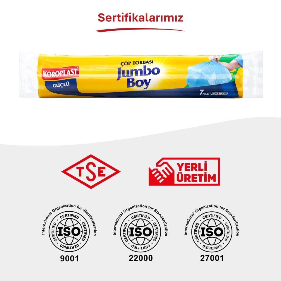 Koroplast Güçlü Jumbo Boy Çöp Torbası 10 Adet