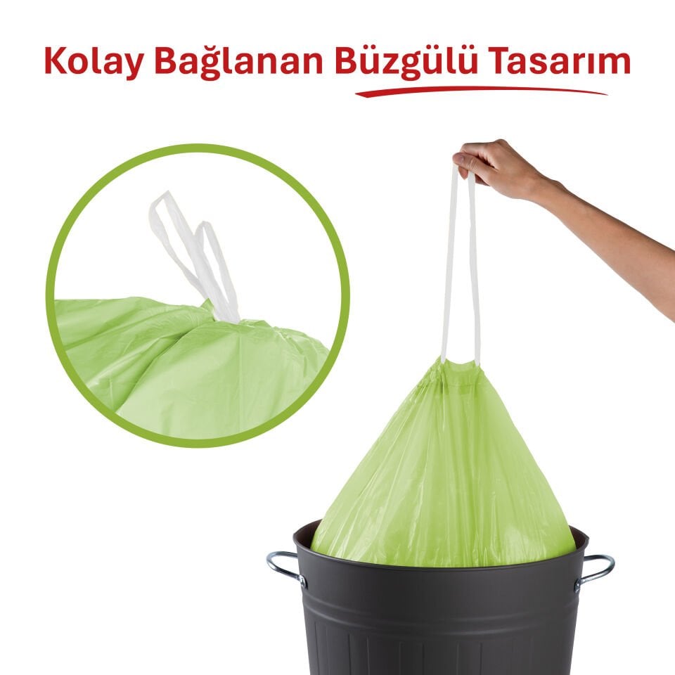 Koroplast Büzgülü Yasemin Kokulu Büyük Çöp Poşeti 10'lu, Ekstra Güçlü Yırtılmaz&Sızdırmaz Kolay Bağlanır Büzgülü Büyük Çöp Torbası