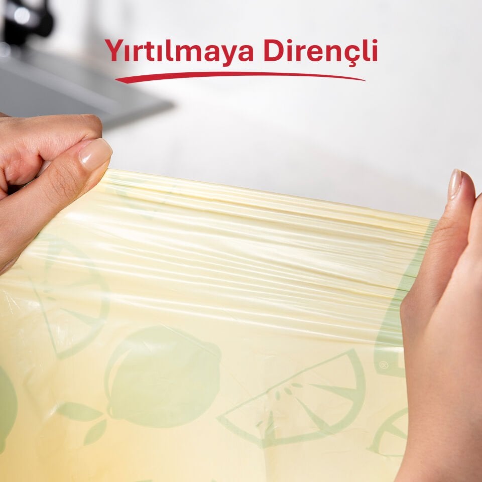Koroplast Büzgülü Limon Kokulu Orta Çöp Poşeti 15'li, Hazır Kesilmiş, Maximum Güç Yırtılmaz & Sızdırmaz Büzgülü Orta Çöp Torbası