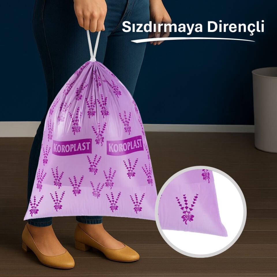 Koroplast Lavanta Kokulu Büzgülü Büyük Boy Çöp Torbası 10 Adet