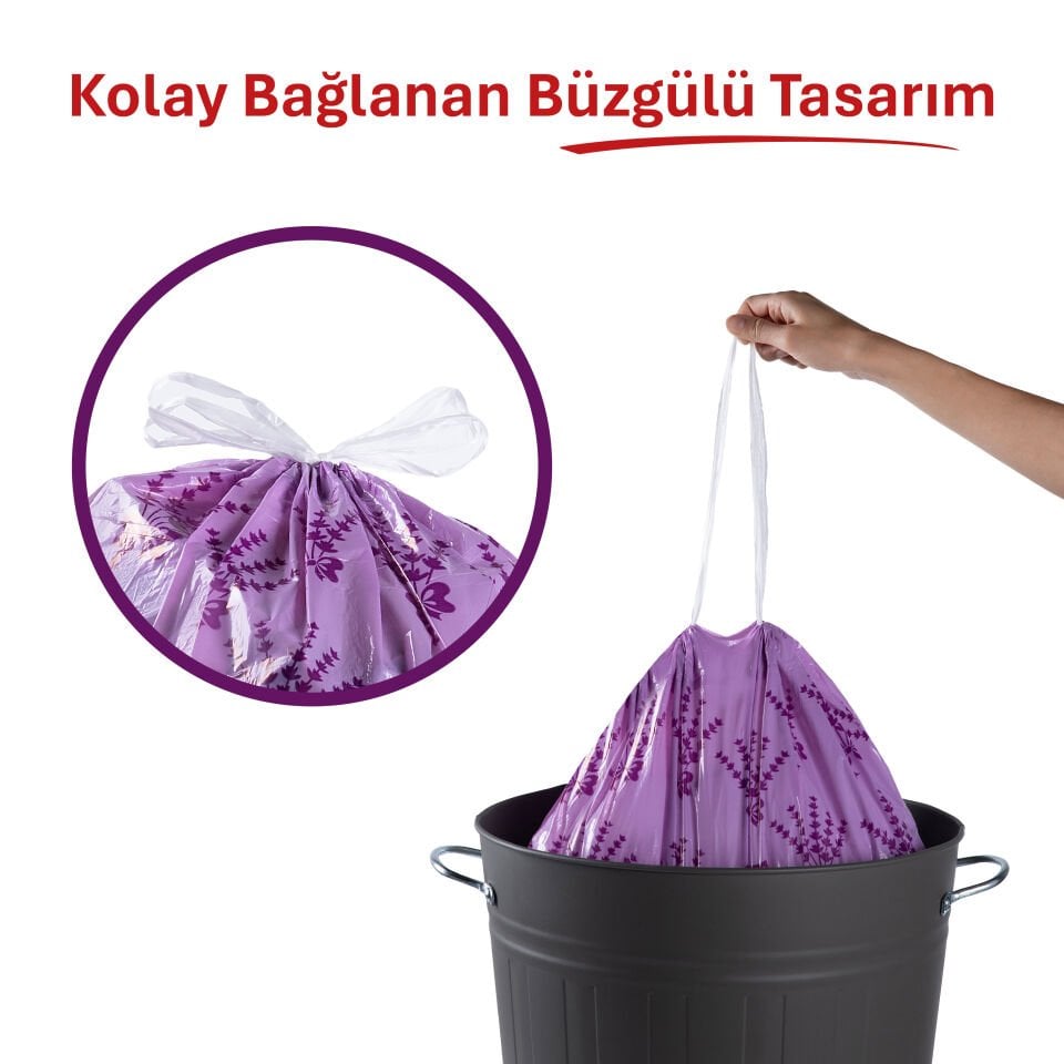 Koroplast Lavanta Kokulu Büzgülü Büyük Boy Çöp Torbası 10 Adet