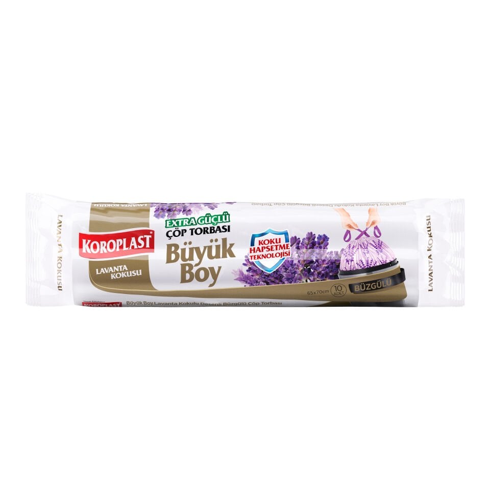 Koroplast Lavanta Kokulu Büzgülü Büyük Boy Çöp Torbası 10 Adet