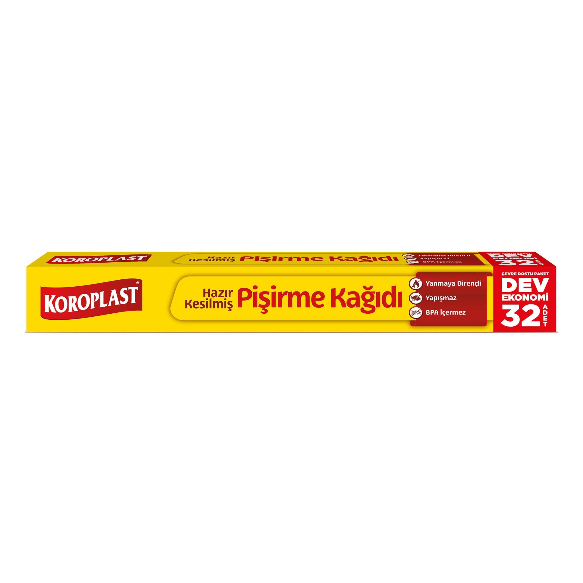 Koroplast Hazır Kesilmiş Pişirme Kağıdı 32'li, Yanmaz & Yapışmaz 220 C° Yüksek Isıya Dayanıklı Hazır Fırın Tepsisi Pişirme Kağıdı