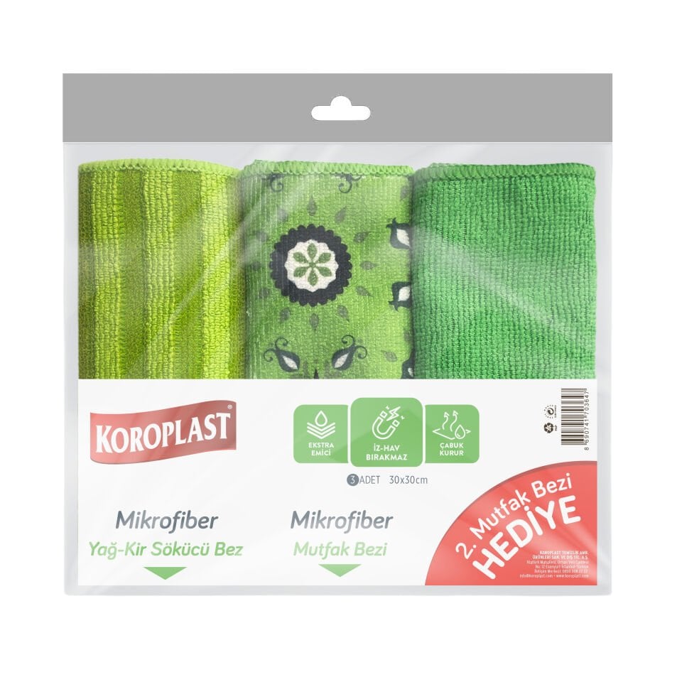 Koroplast Mikrofiber Temizlik Bezi 3 Adet