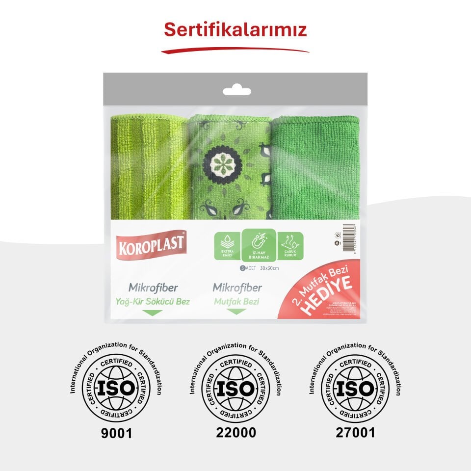 Koroplast Mikrofiber Temizlik Bezi 3 Adet